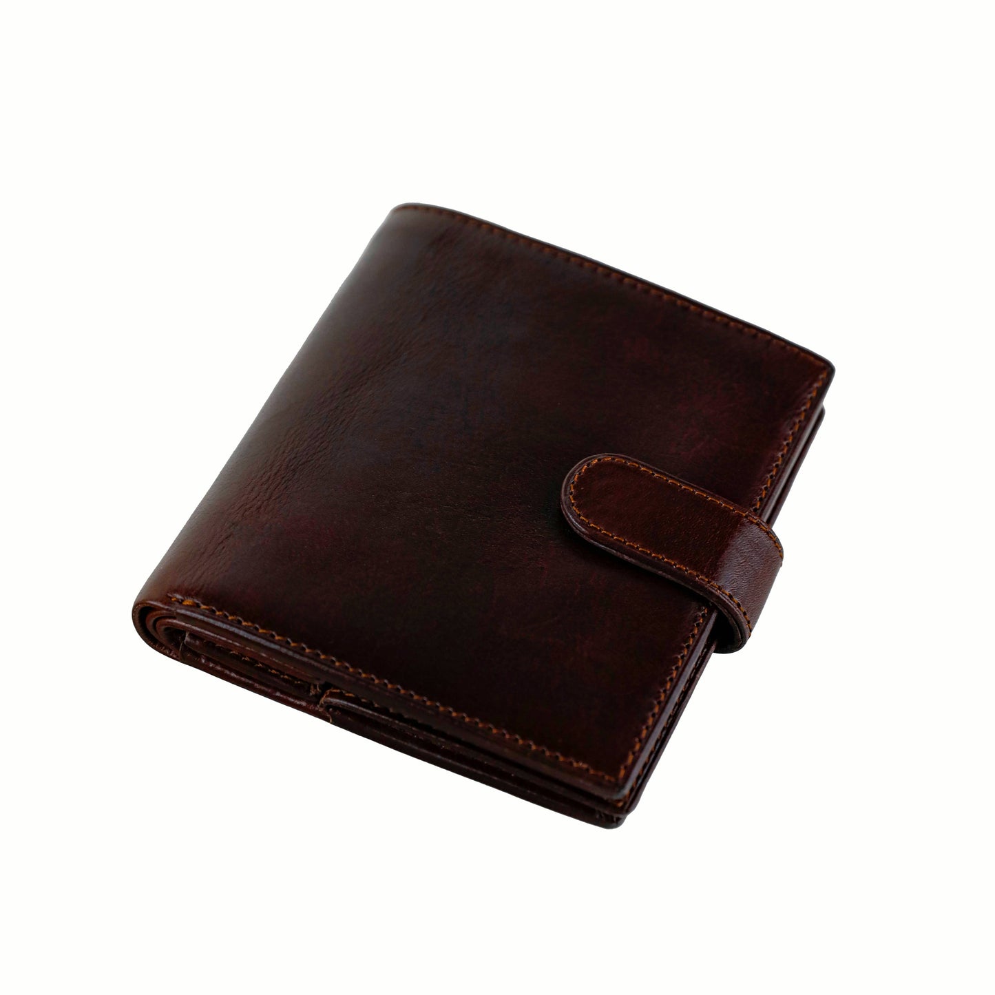 Brown leather wallet on a white background