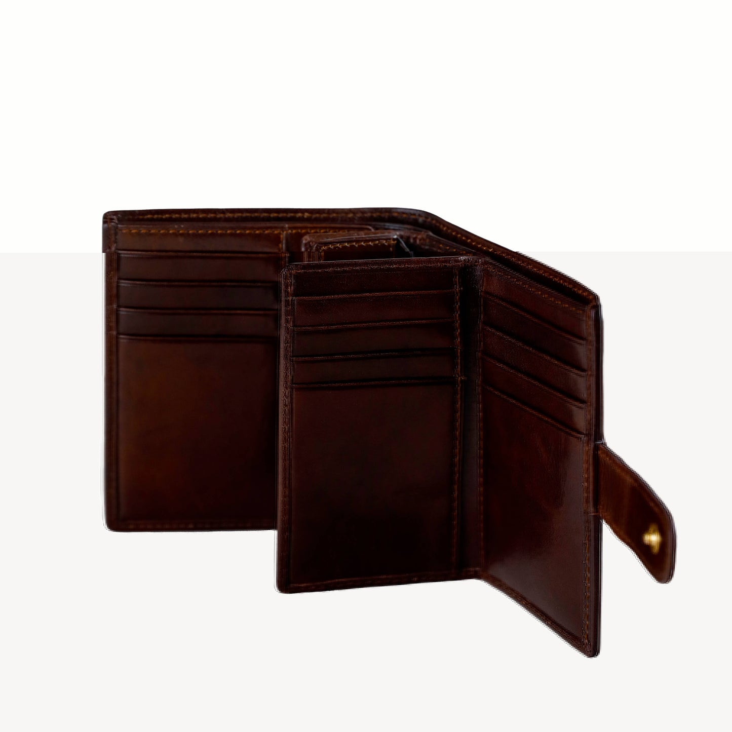 Brown leather wallet on a white background