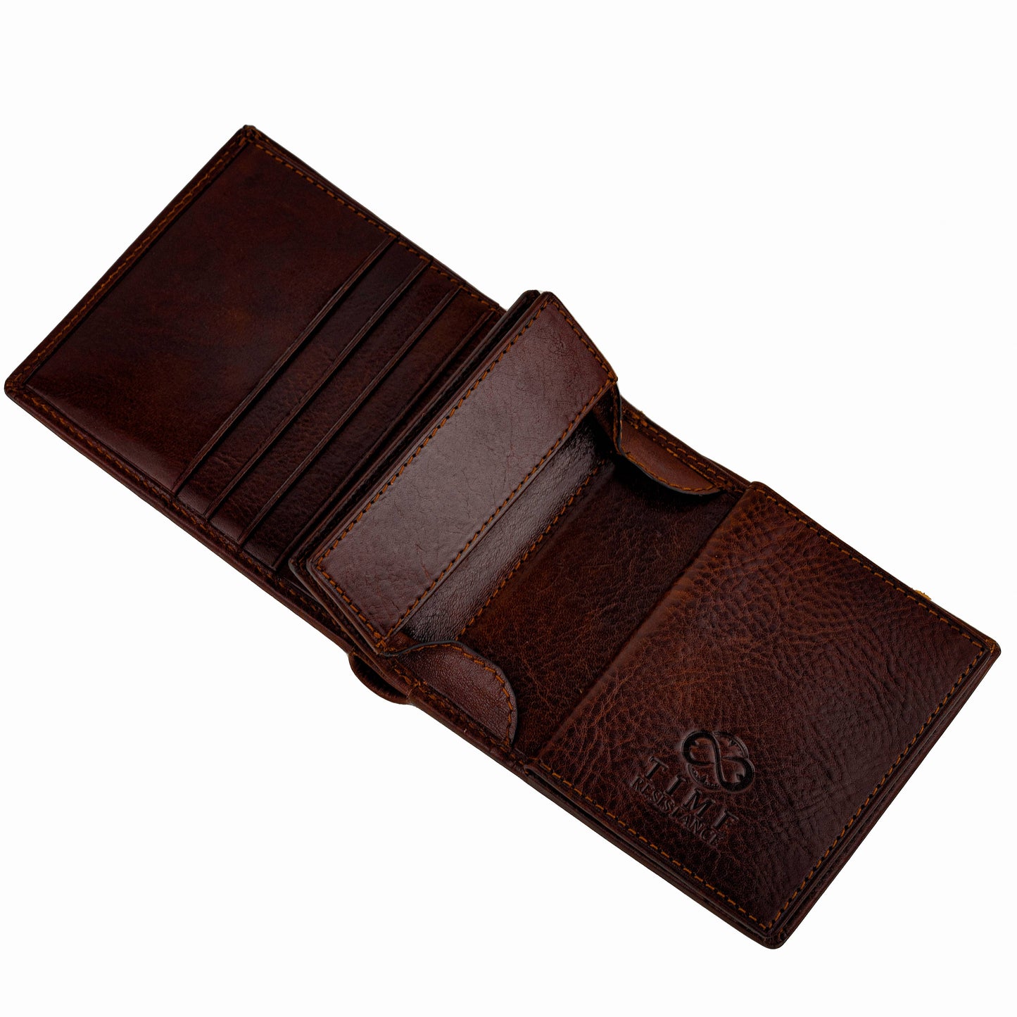 Brown leather wallet on a white background