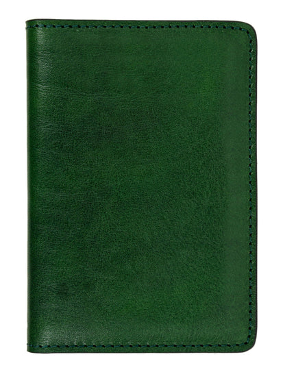 Green leather wallet on a white background