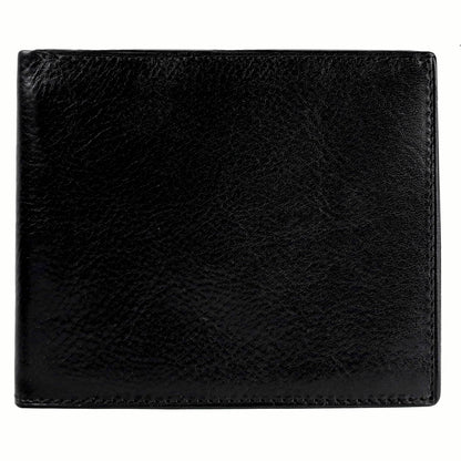 A brown leather bifold wallet with a smooth texture, shown in a closed position.