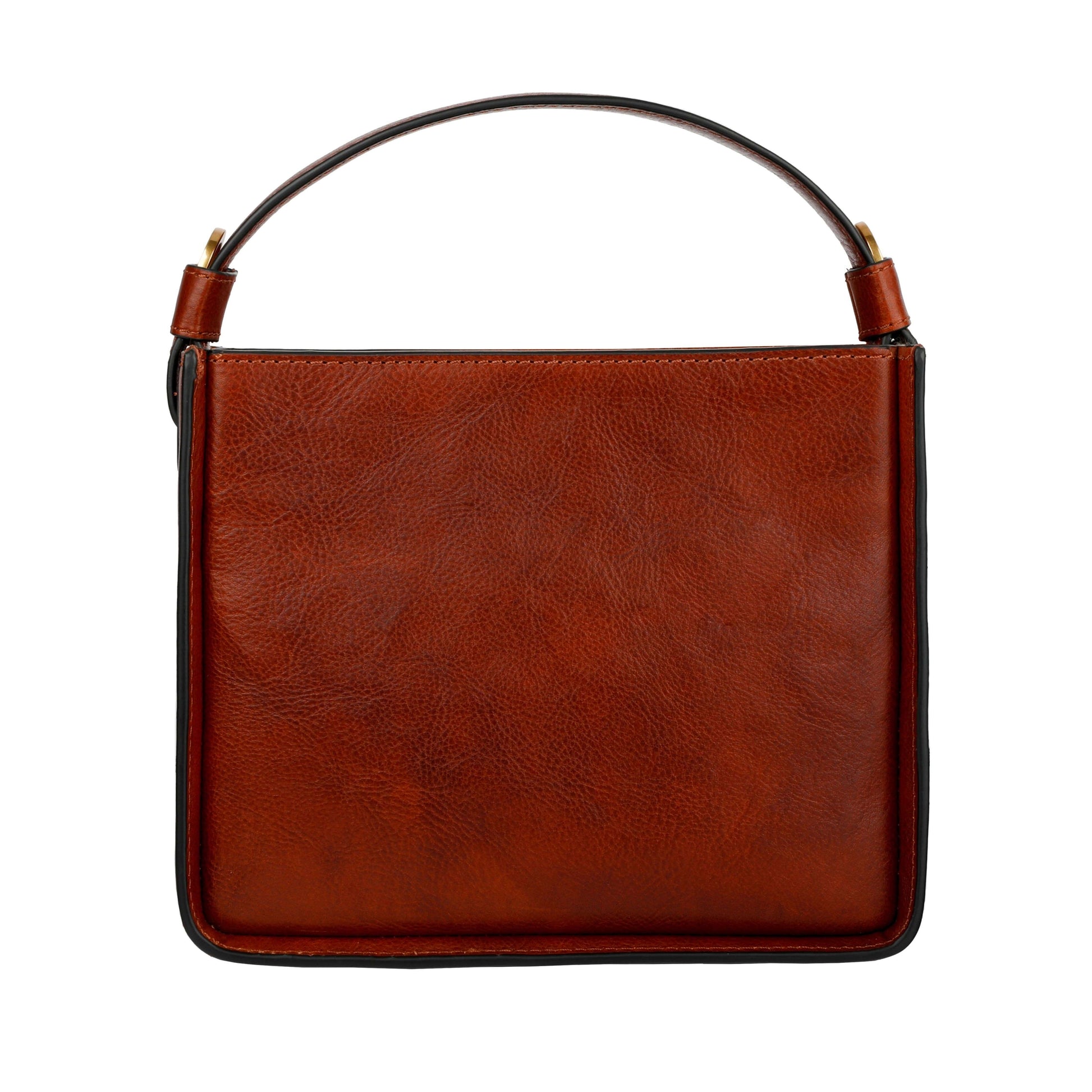 Alms for Oblivion women leather handbag in rich brown, featuring a detachable shoulder strap and sleek design.