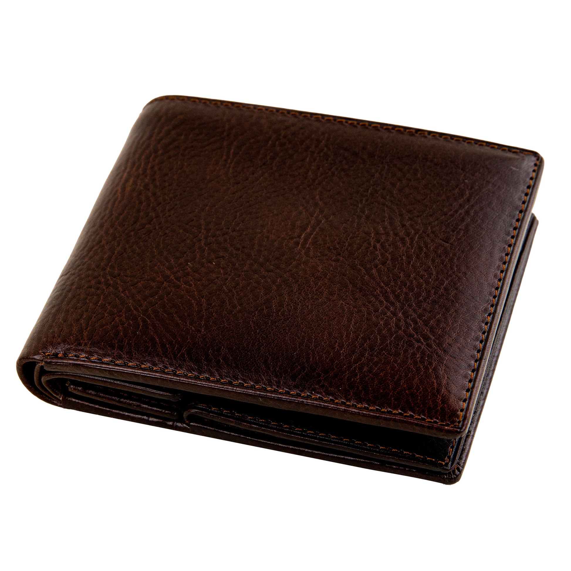 Brown leather wallet on a white background