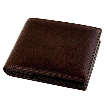 Brown leather wallet on a white background