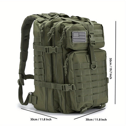 Sac  Dos MOLLE Spacieux de 45L  Polyester Durable Conception en Coque Souple avec Plusieurs Compartiments et Bretelles paules Rembourres avec Patch du Drapeau Amricain  Parfait pour la Randonne de 3 Jours le Trekking Sac dvacuation Sac  Dos
