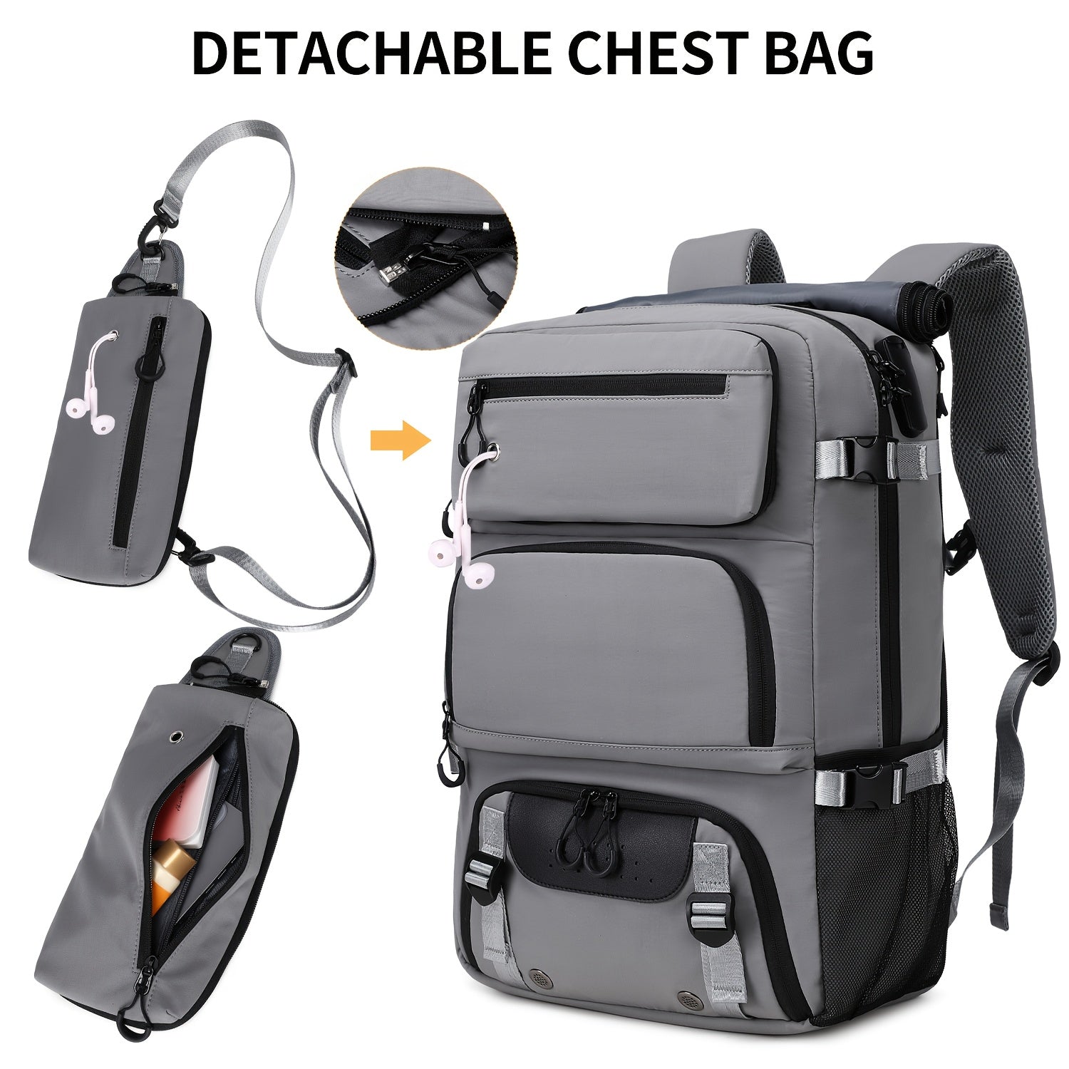 Sac  Dos de Randonne Sac pour Ordinateur Portable 173 Pouces Valise de Voyage Grande Capacit avec Compartiment  Chaussures Convertible paule Unique ou Bandoulire Portable Design Vol avec Verrou  Sangle Unisexe