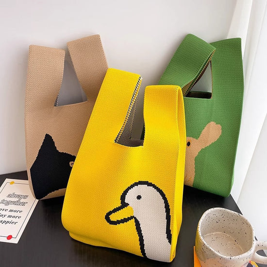 Cute Cartoon Knitted Phone Bag  HighEnd Fashionable Niche Versatile Dopamine Color Crossbody Wristlet
