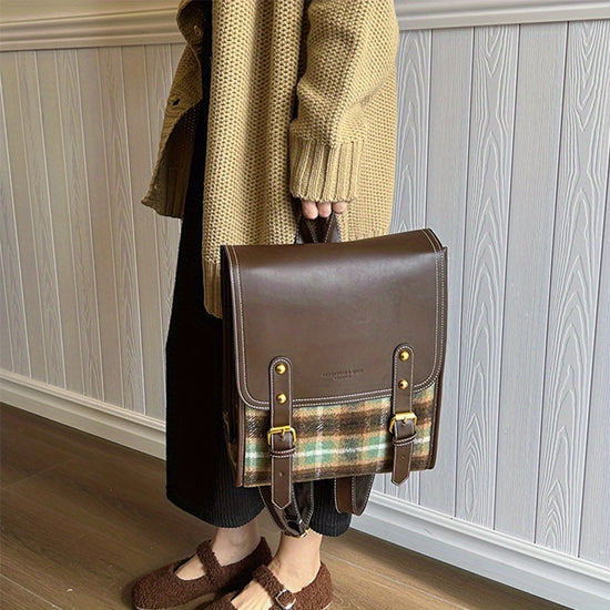 Sac  dos rtro  carreaux pour femmes  Petit sac dcole  rabat avec fermetures de qualit fermeture  glissire durable et poche avant motif tartan marron sac  dos pour lcole le travail les voyages  Sac  dos de voyage de style vintage acces